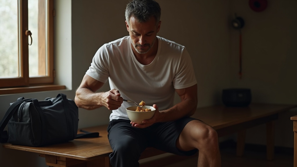 Post-training meal with fermented food in natural light